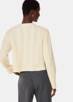 Ivory Cable Detail Crew Neck Knit