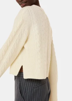 Ivory Cable Detail Crew Neck Knit