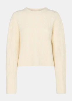 Ivory Cable Detail Crew Neck Knit