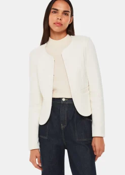 Ivory Collarless Jersey Jacket