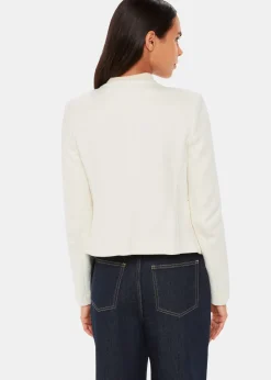 Ivory Collarless Jersey Jacket