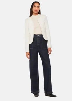 Ivory Collarless Jersey Jacket
