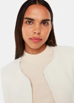 Ivory Collarless Jersey Jacket