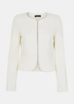 Ivory Collarless Jersey Jacket