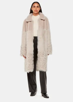 Ivory Cossma Shearling Longline Coat