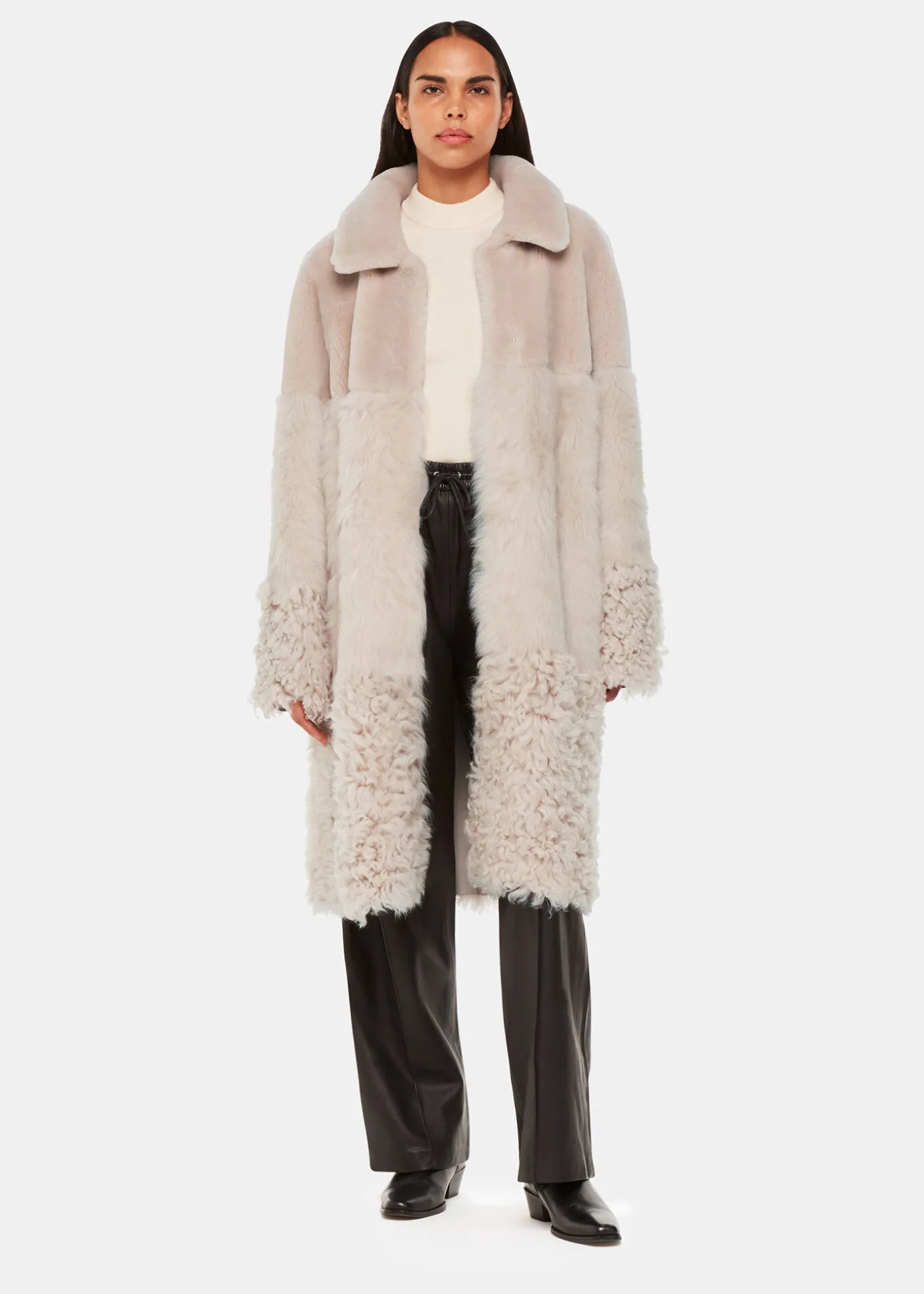 Ivory Cossma Shearling Longline Coat