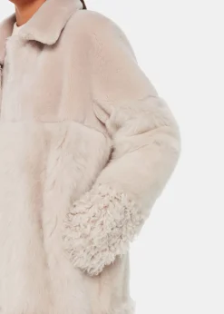 Ivory Cossma Shearling Longline Coat