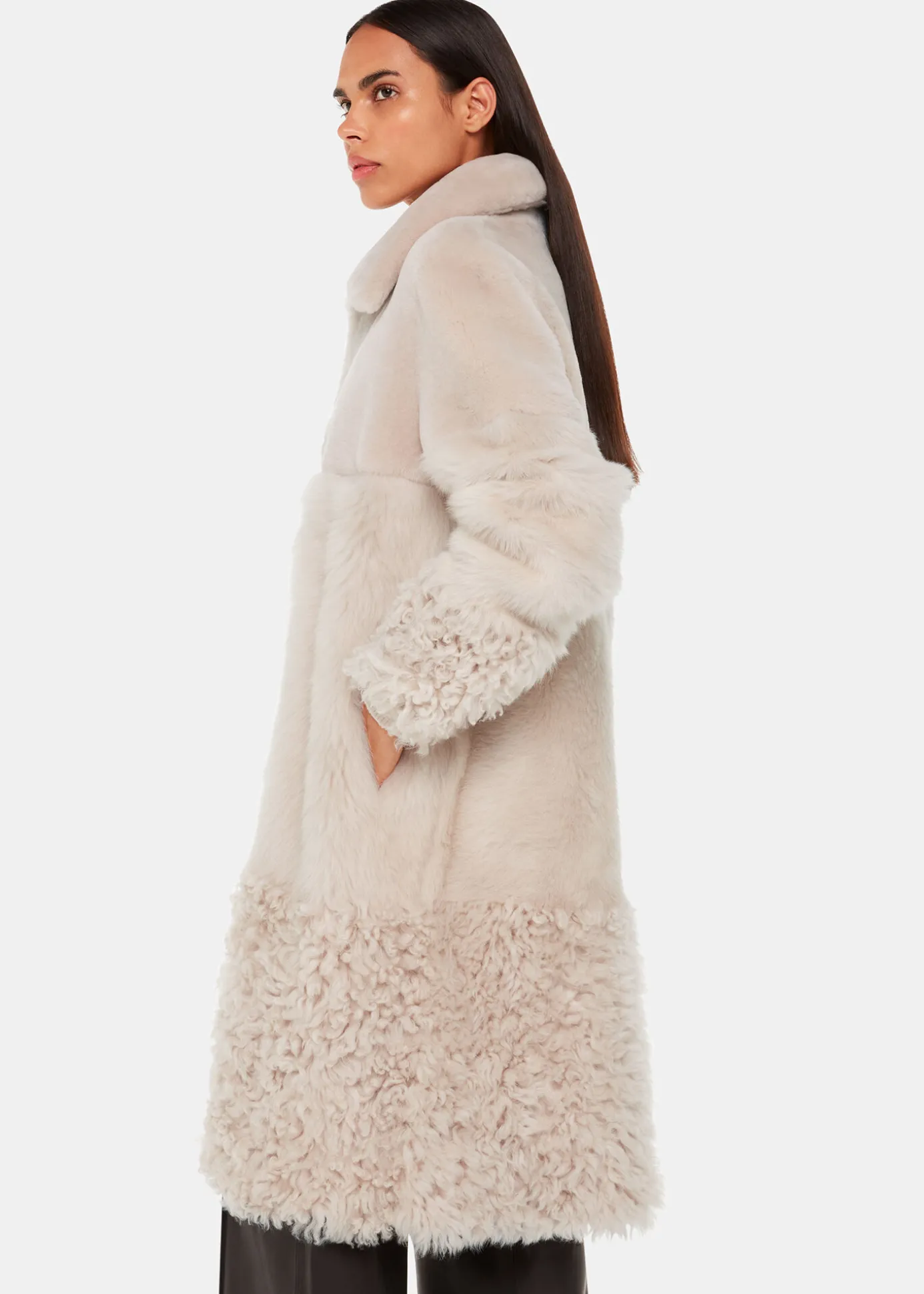 Ivory Cossma Shearling Longline Coat