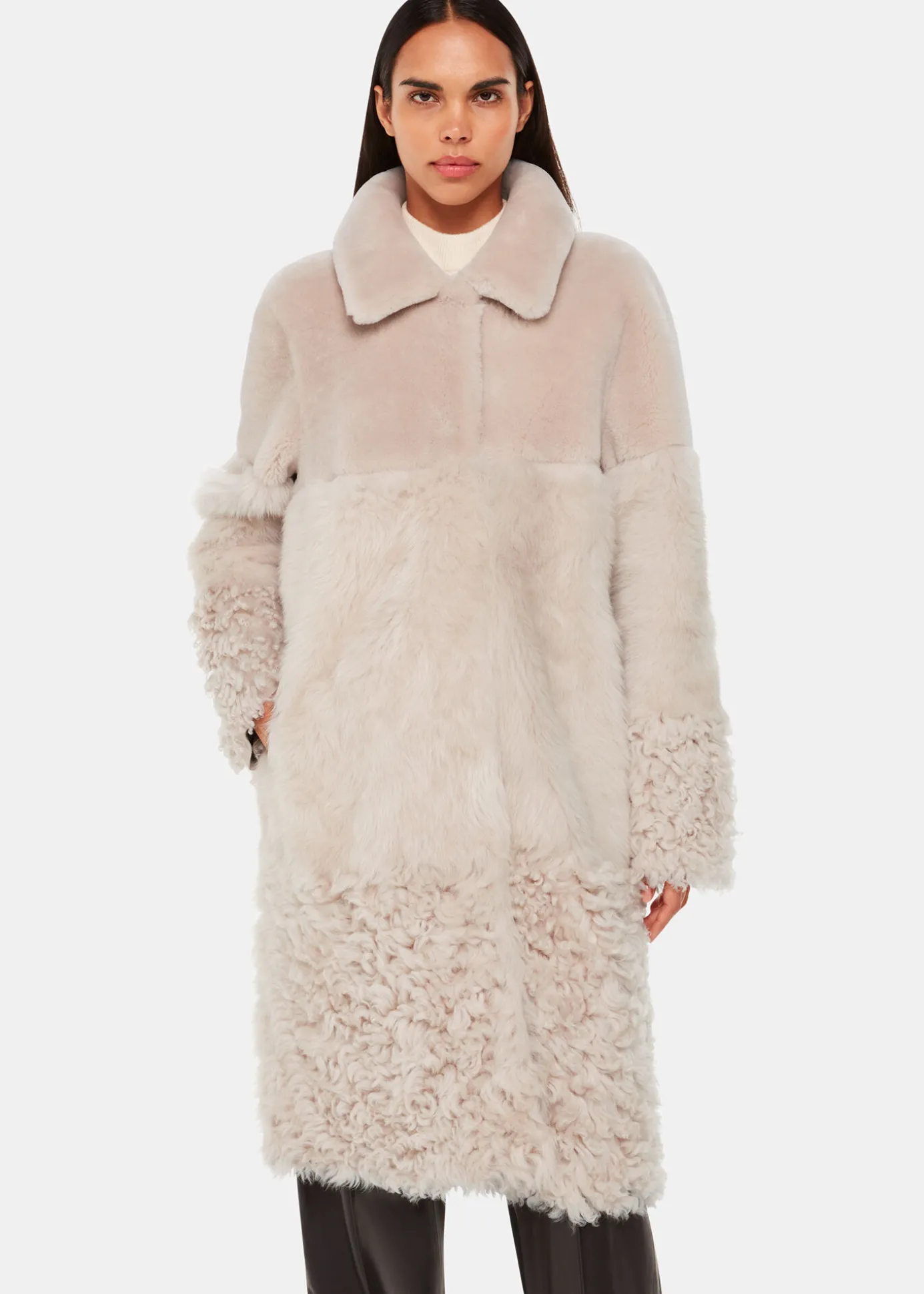 Ivory Cossma Shearling Longline Coat
