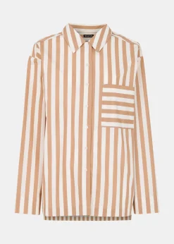 Ivory Cotton Stripe Pyjama Shirt