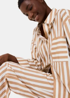 Ivory Cotton Stripe Pyjama Bottom