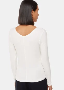 Ivory Essential Ribbed V Neck