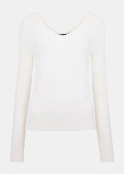 Ivory Essential Ribbed V Neck