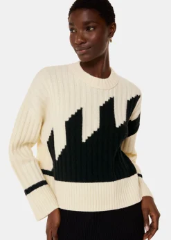 Ivory Graphic Intarsia Wool Knit