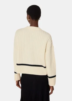 Ivory Graphic Intarsia Wool Knit