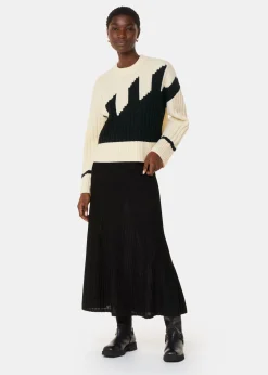 Ivory Graphic Intarsia Wool Knit
