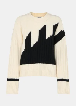 Ivory Graphic Intarsia Wool Knit