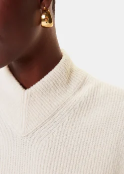 Ivory High V Neck Wool Mix Tank