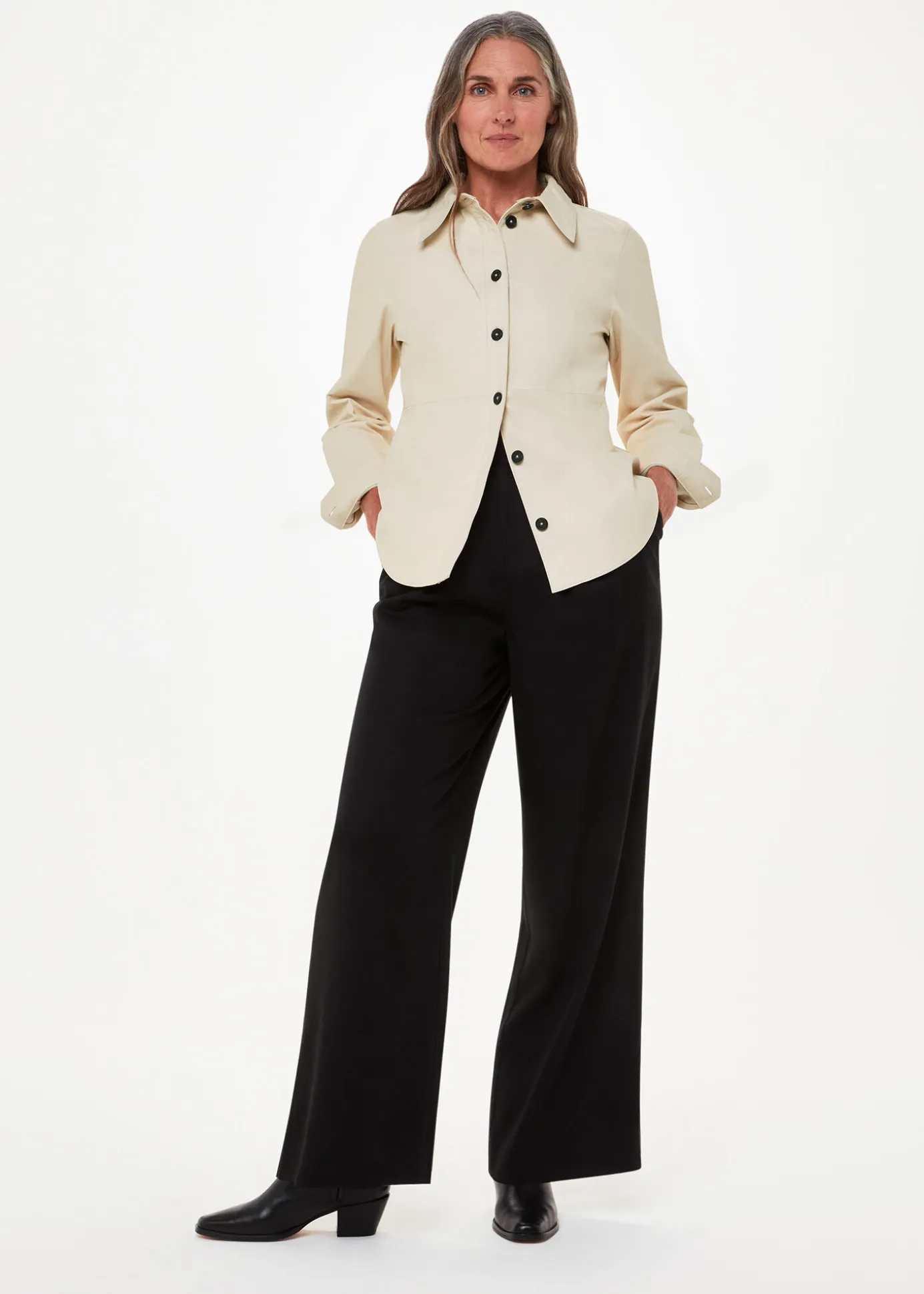 Ivory Kelly Slim Leather Shirt
