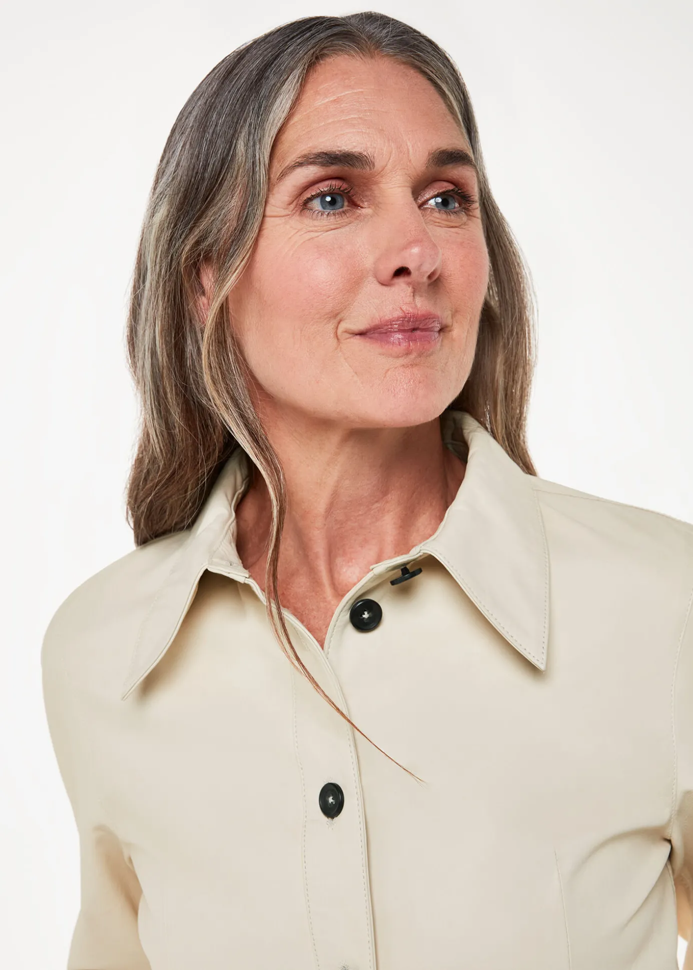 Ivory Kelly Slim Leather Shirt