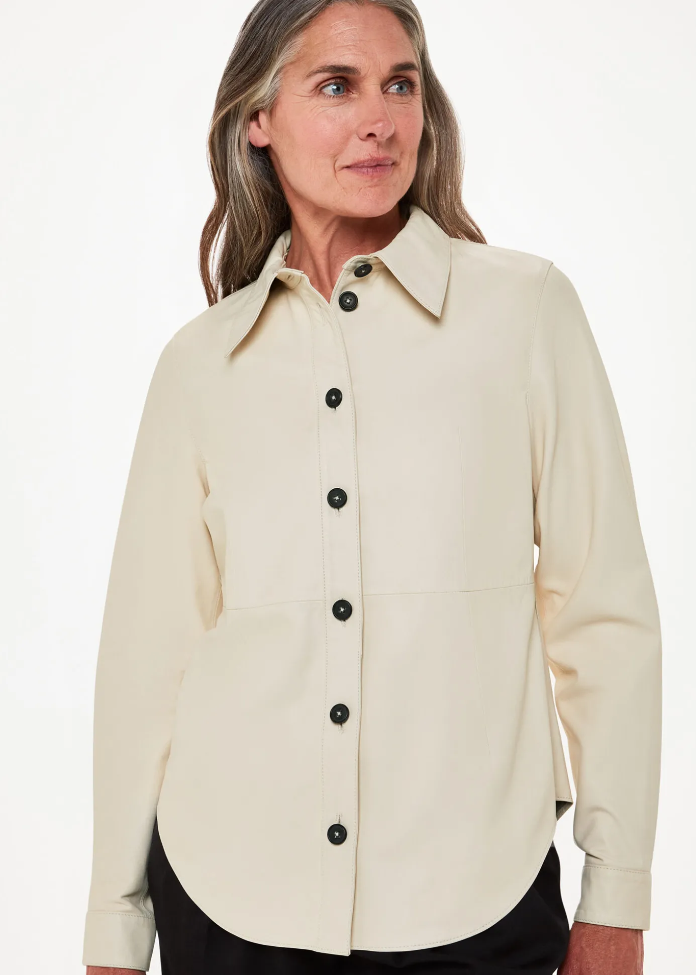 Ivory Kelly Slim Leather Shirt