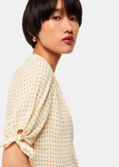 Ivory Oval Spot Tie Sleeve Shirt