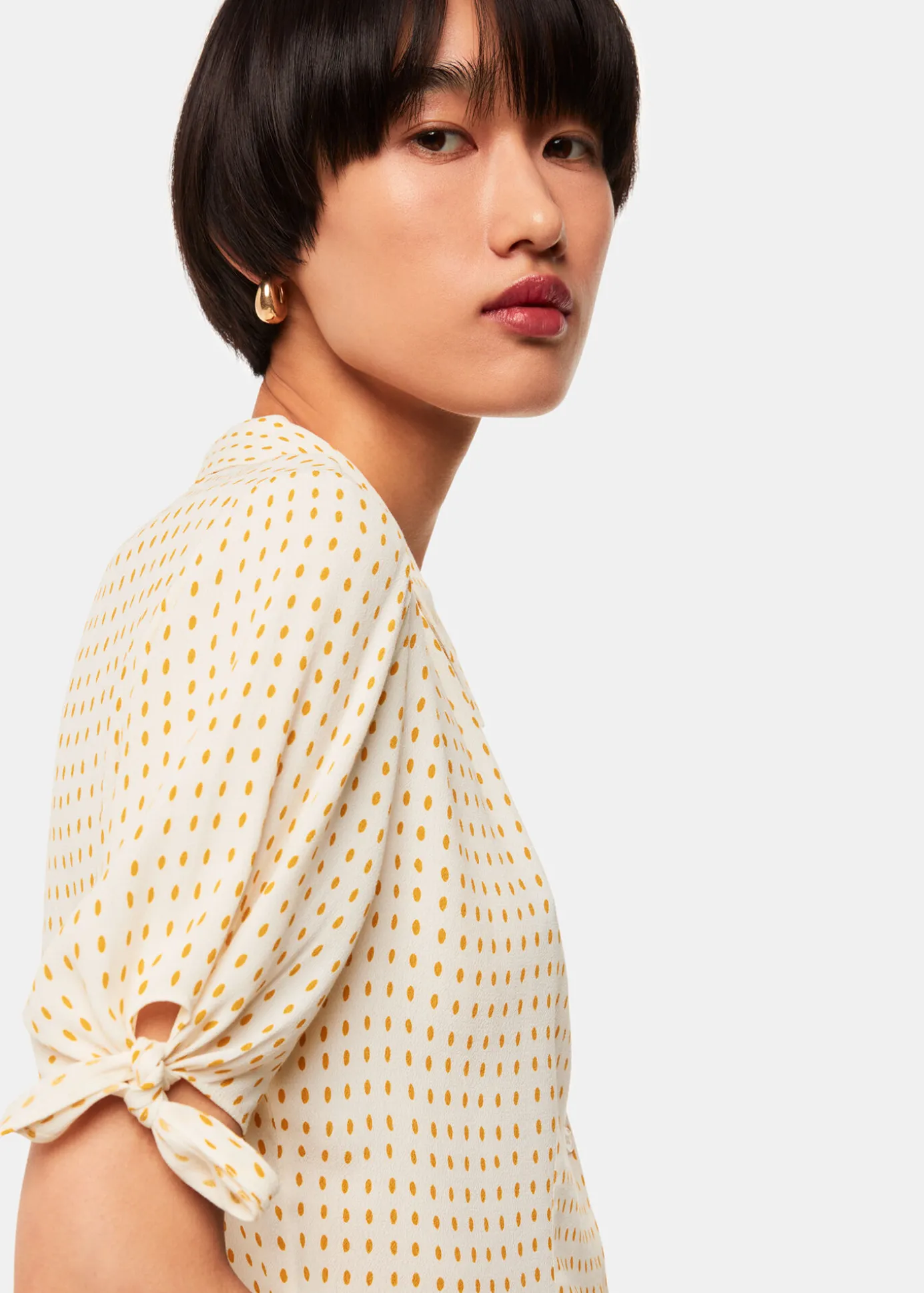 Ivory Oval Spot Tie Sleeve Shirt