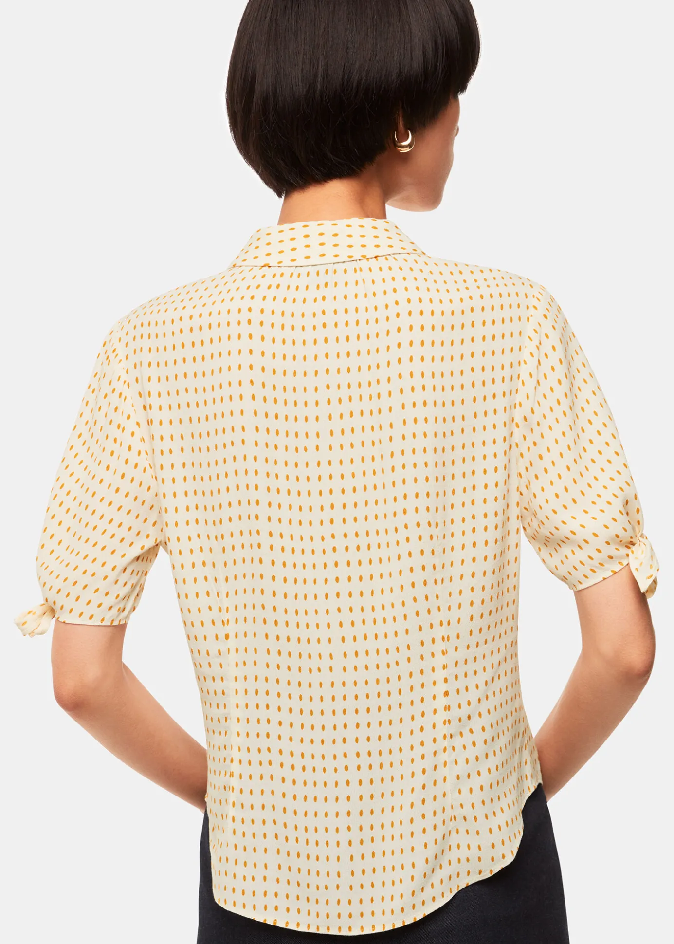 Ivory Oval Spot Tie Sleeve Shirt