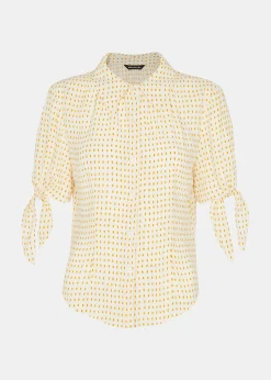 Ivory Oval Spot Tie Sleeve Shirt