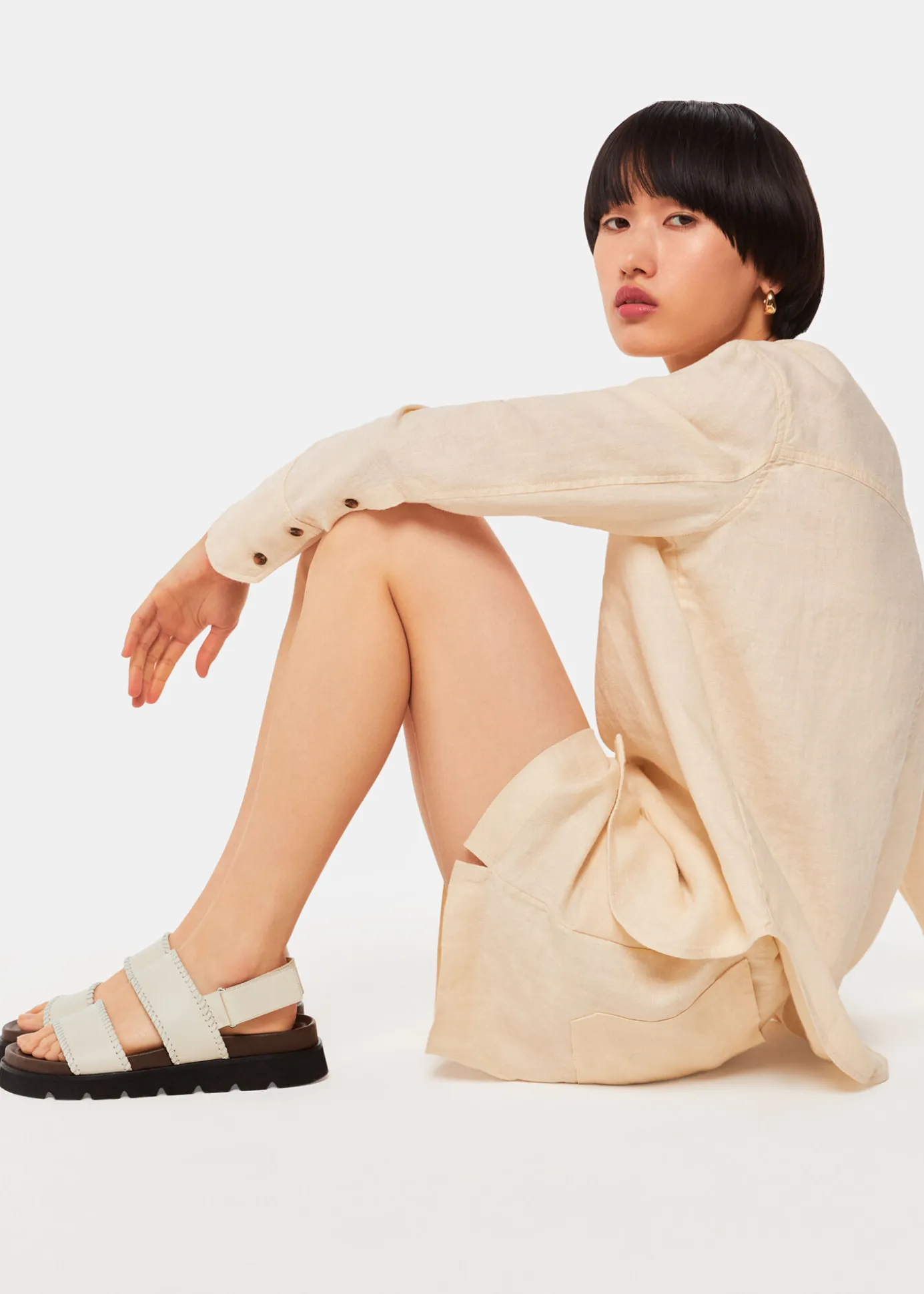 Ivory Ruben Whipstitch Velcro Sandal