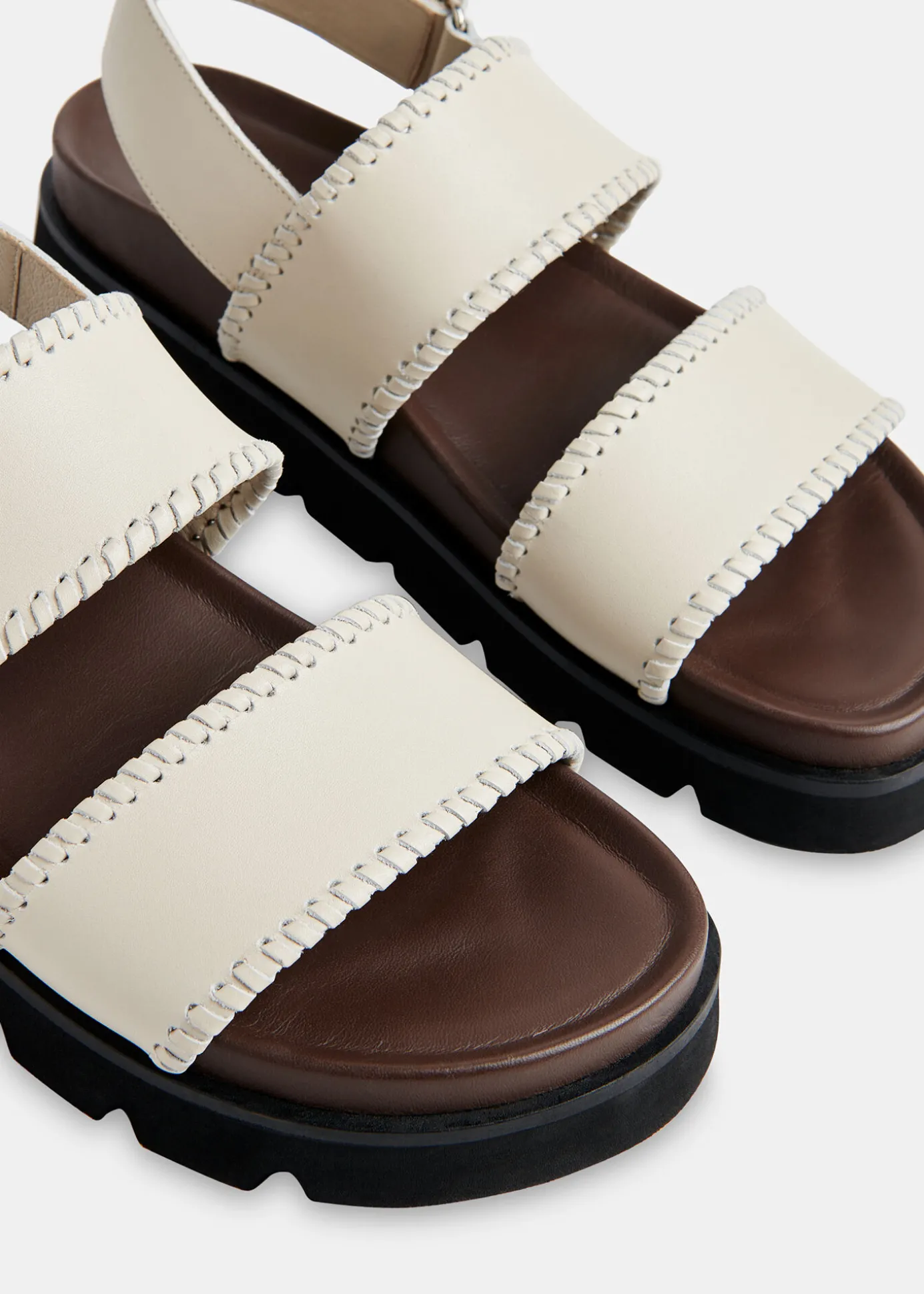 Ivory Ruben Whipstitch Velcro Sandal