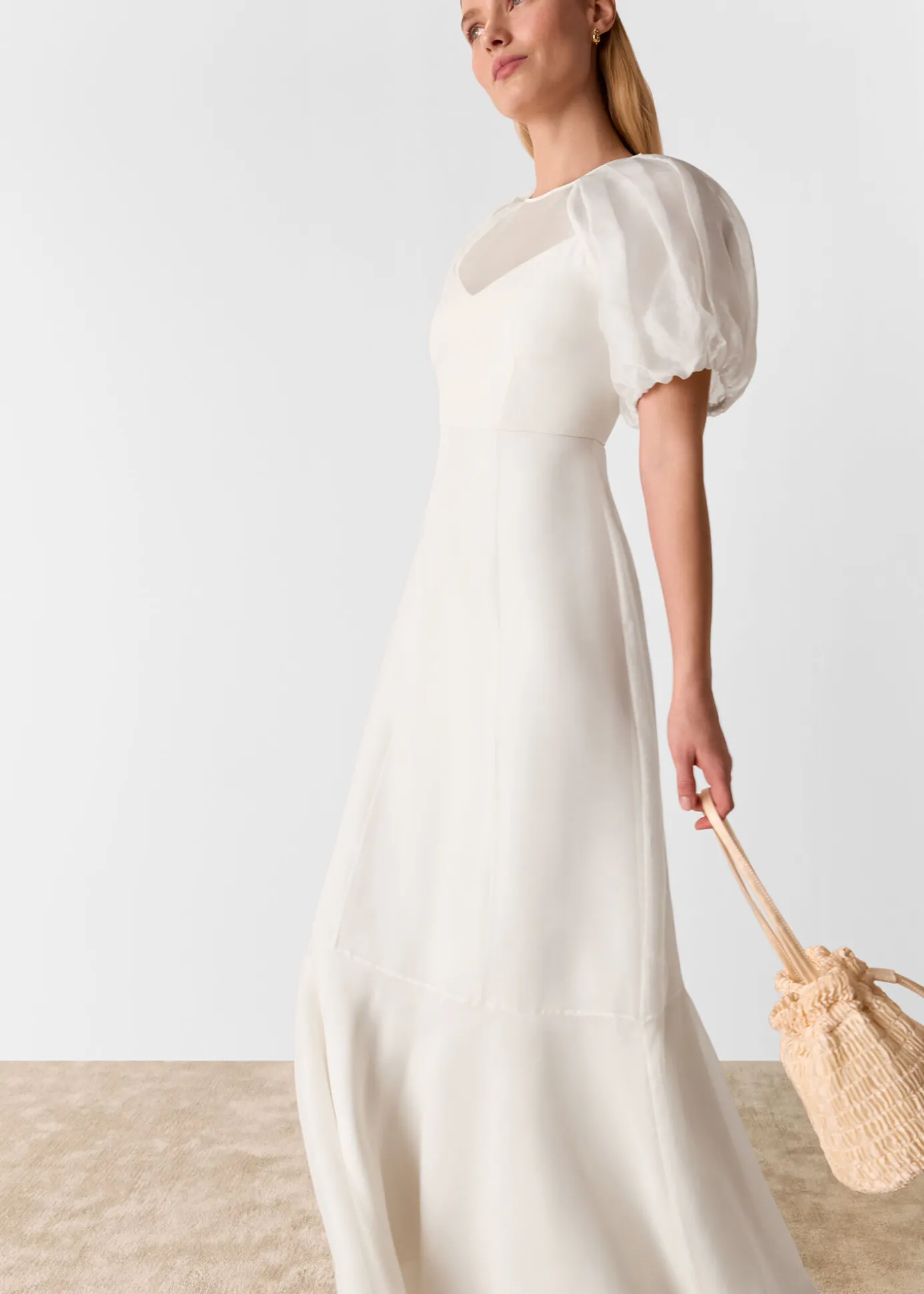 Ivory Sabrina Silk Wedding Dress