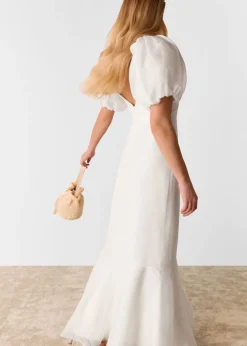 Ivory Sabrina Silk Wedding Dress