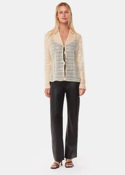 Ivory Sequin Tie Front Top