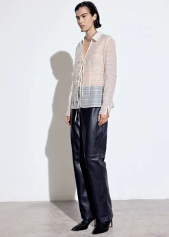 Ivory Sequin Tie Front Top