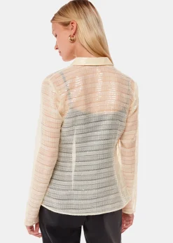 Ivory Sequin Tie Front Top