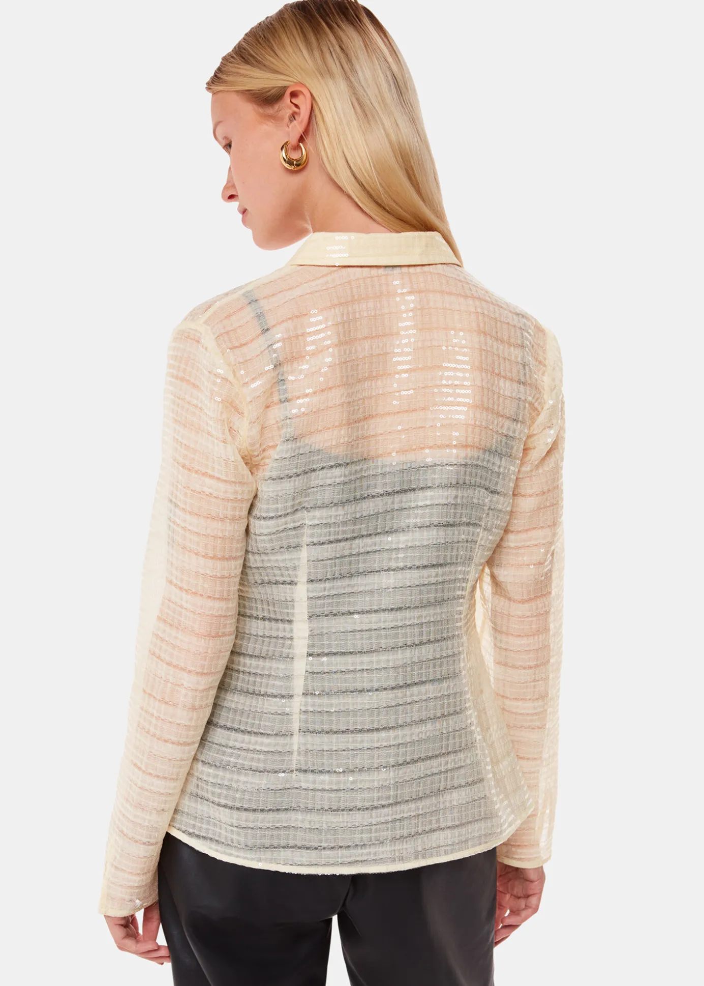 Ivory Sequin Tie Front Top