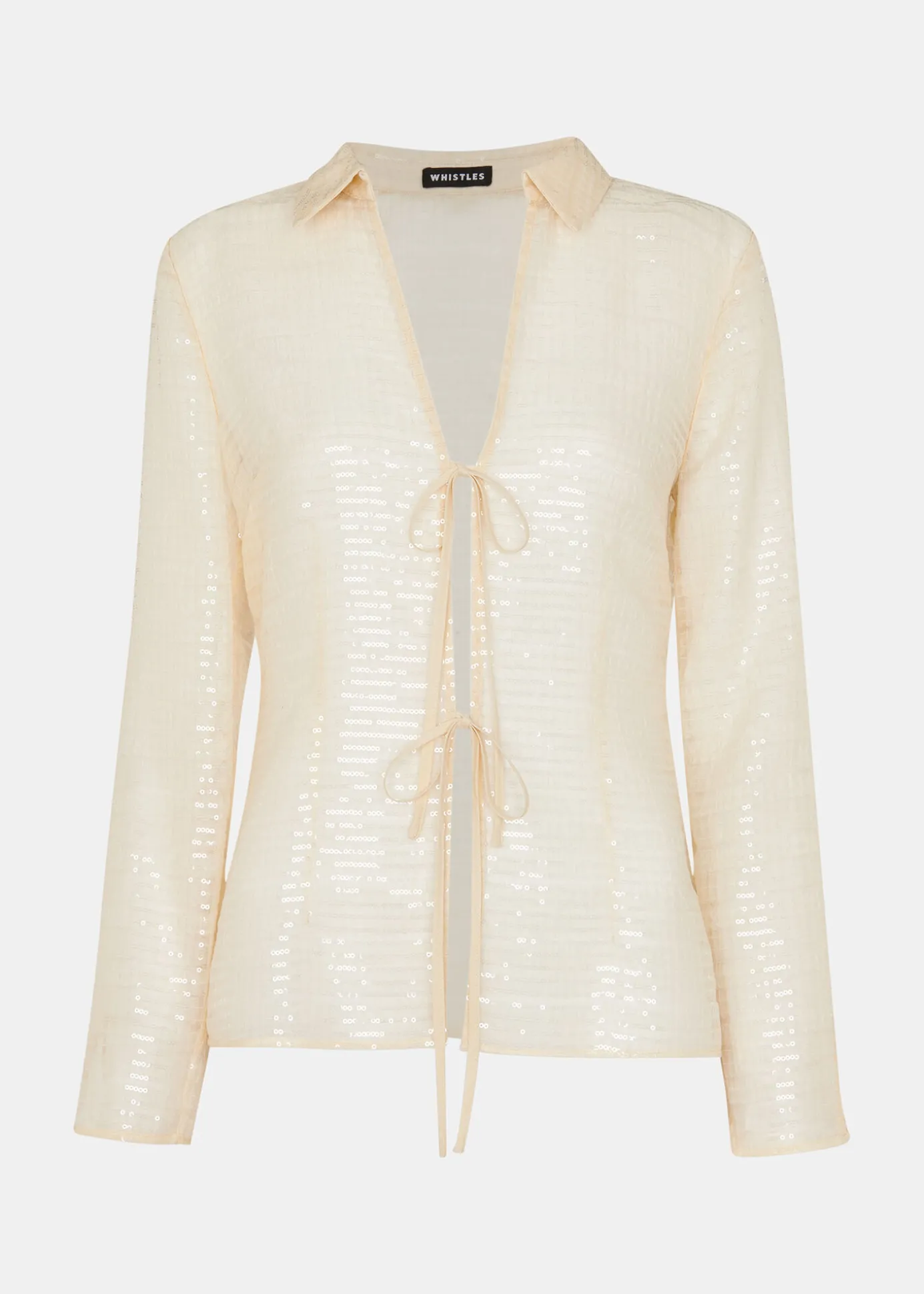 Ivory Sequin Tie Front Top