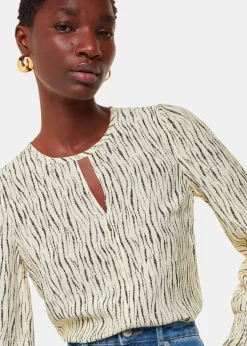 Ivory Shibori Stripe Detail Blouse