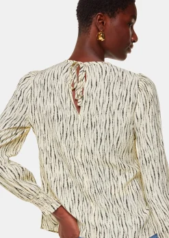 Ivory Shibori Stripe Detail Blouse