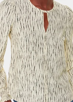 Ivory Shibori Stripe Detail Blouse