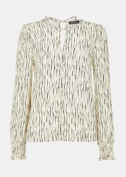 Ivory Shibori Stripe Detail Blouse