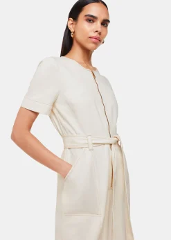 Ivory Short Sleeve Denim Jumpsuit