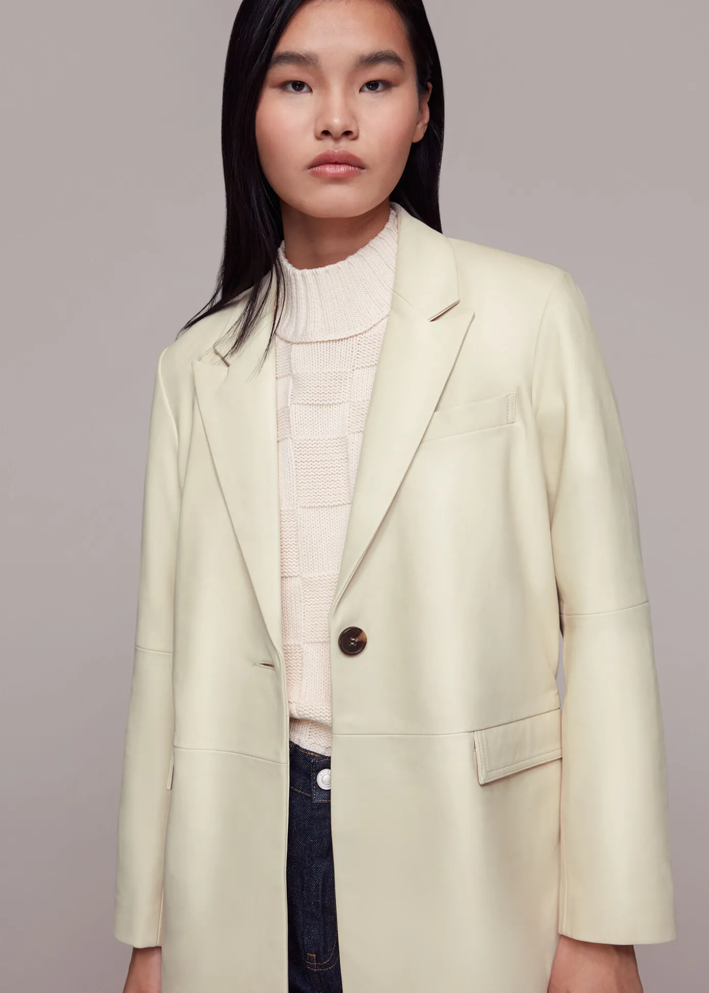 Ivory Stina Leather Blazer