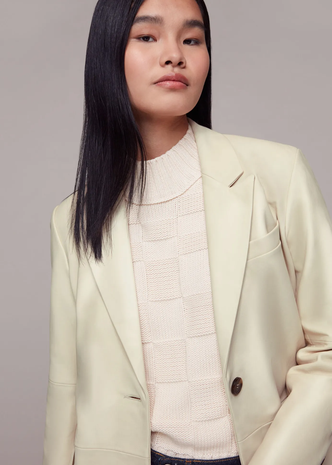Ivory Stina Leather Blazer