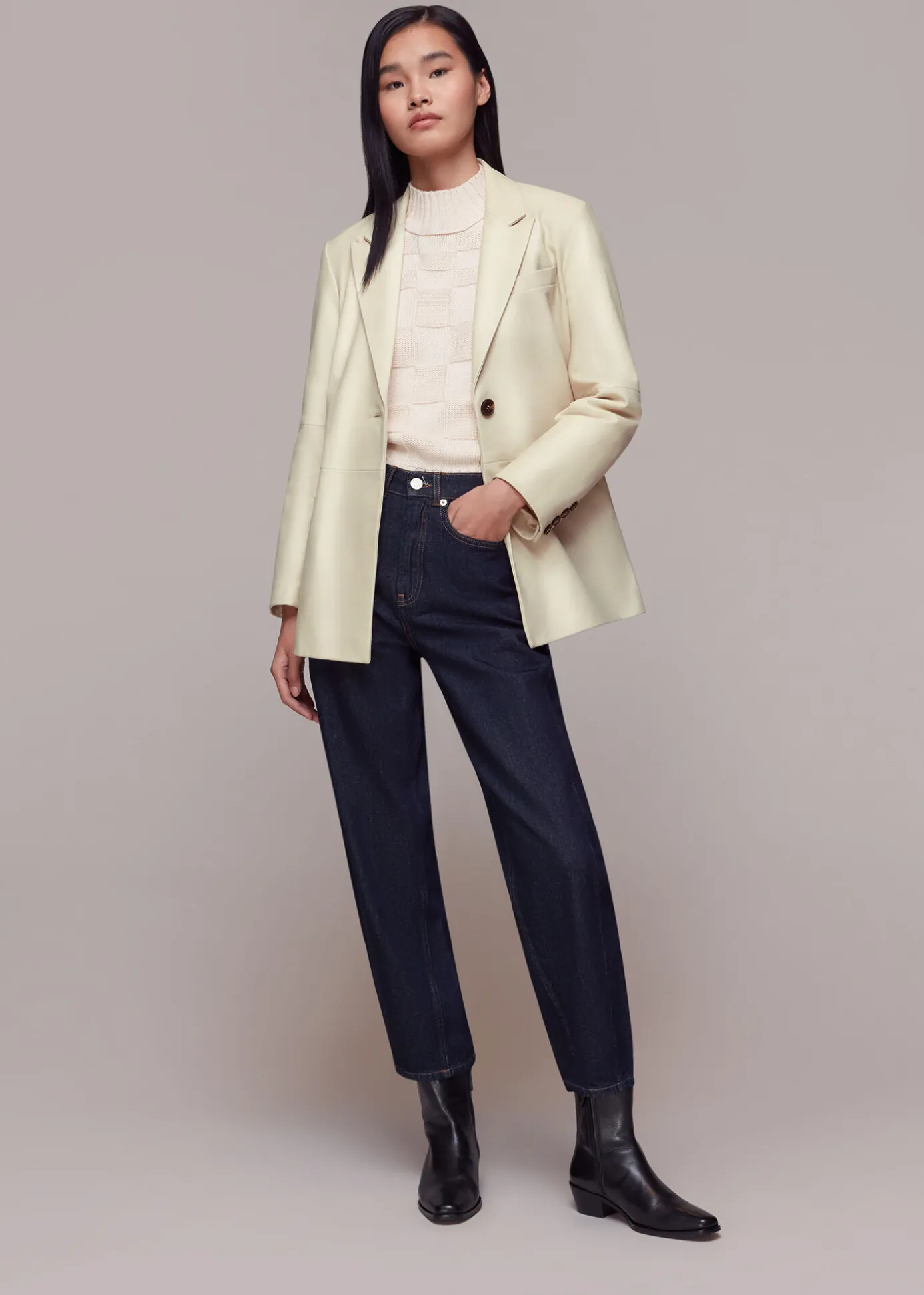Ivory Stina Leather Blazer