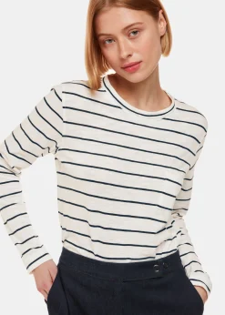 Ivory Stripe Crew Neck Pocket Top