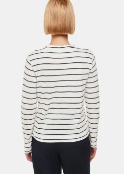 Ivory Stripe Crew Neck Pocket Top