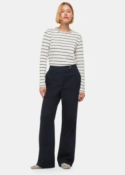 Ivory Stripe Crew Neck Pocket Top