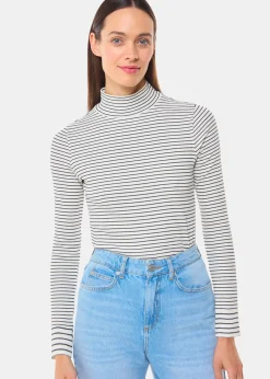 Ivory Stripe Rib Detail Polo